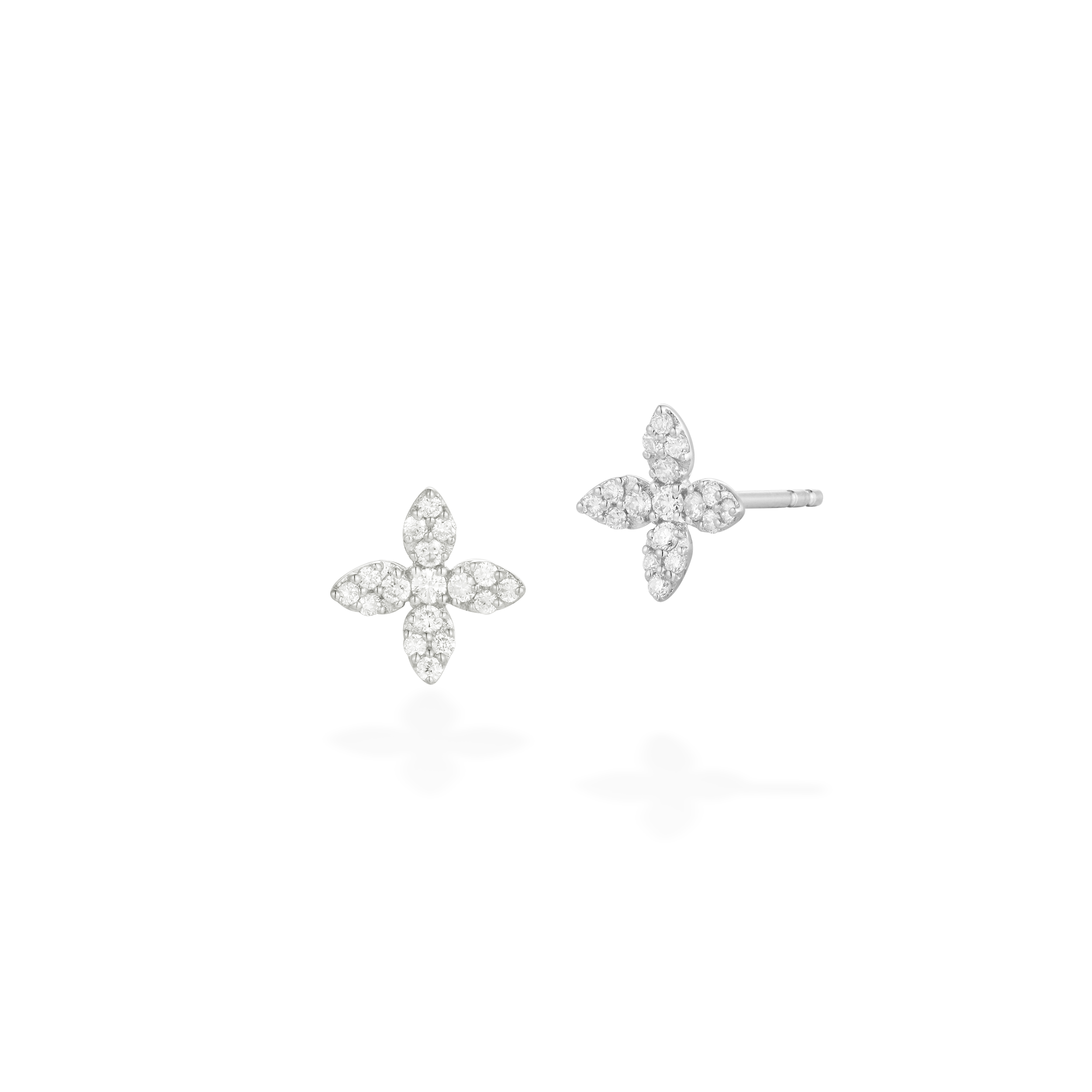 Dainty cress flower diamond earrings